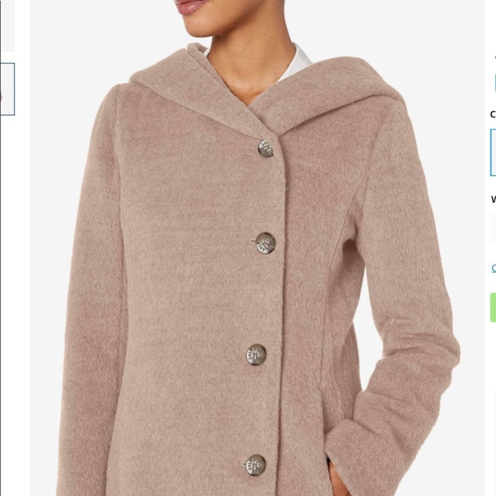 COLE HAAN Wool Alpaca Blush Pink Asymmetric Hooded Coat 10 NWT SRP $580 - Picture 13 of 15